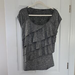 Rafaella Charcoal Ruffled Short Sleeve Top